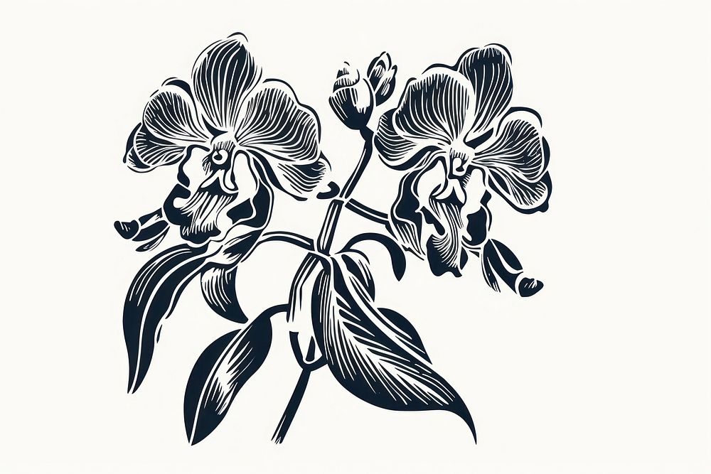 Orchid pattern drawing flower. AI generated Image by rawpixel.