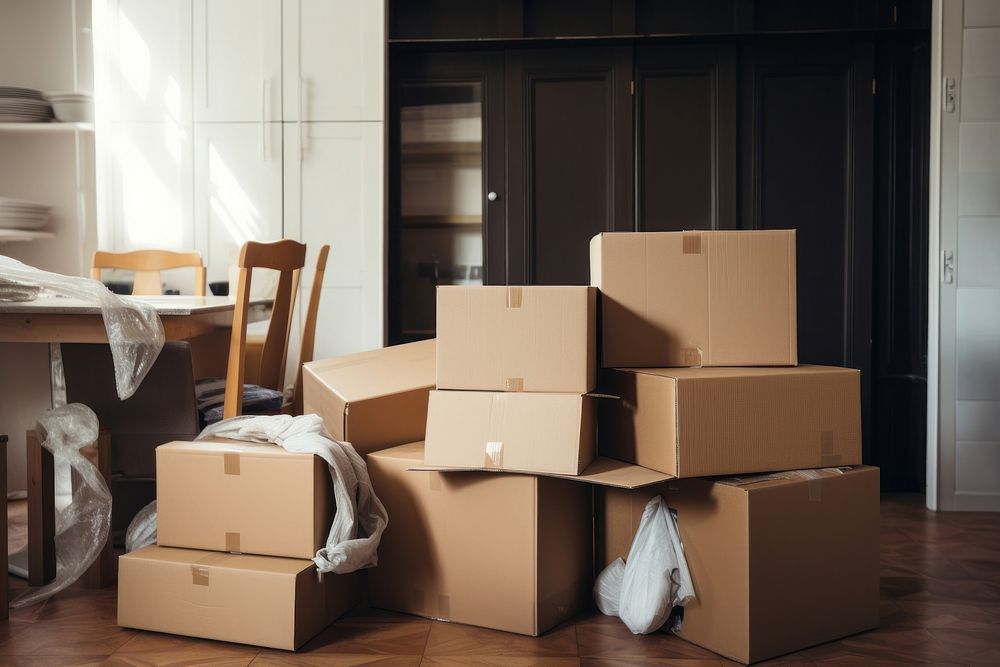 Moving out cardboard box furniture. AI generated Image by rawpixel.