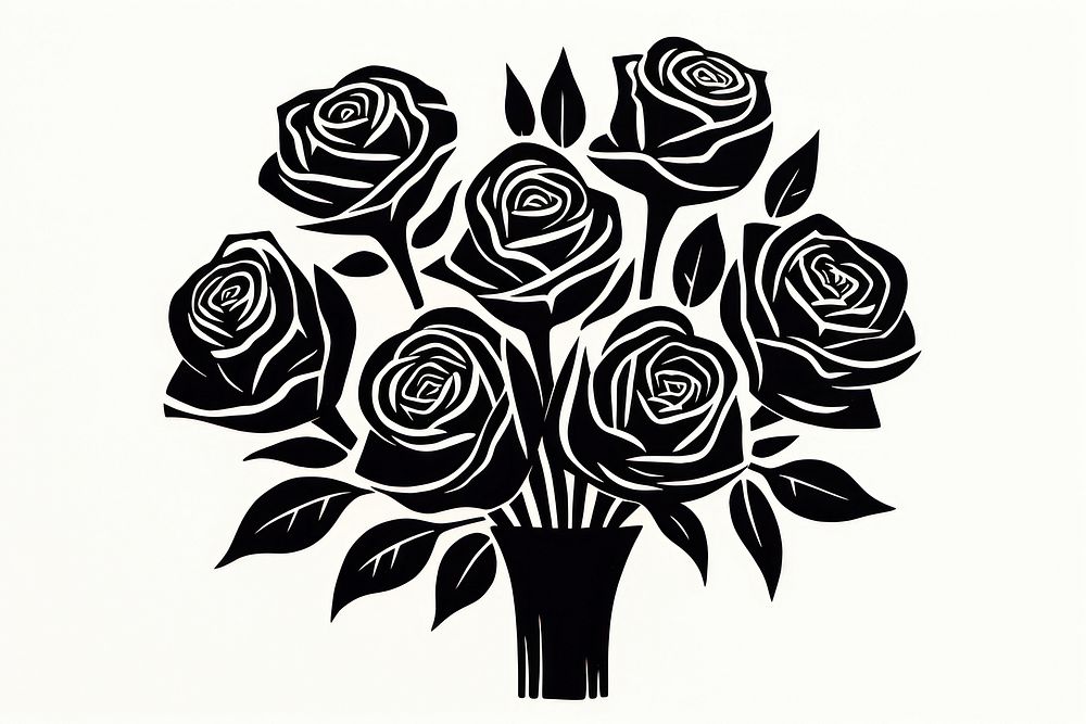 Minimal Bouquet of roses pattern drawing sketch. AI generated Image by rawpixel.