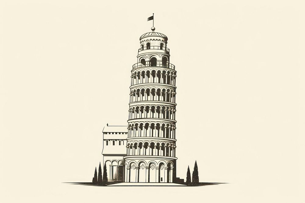 Minimal pisa tower architecture building landmark. AI generated Image by rawpixel.