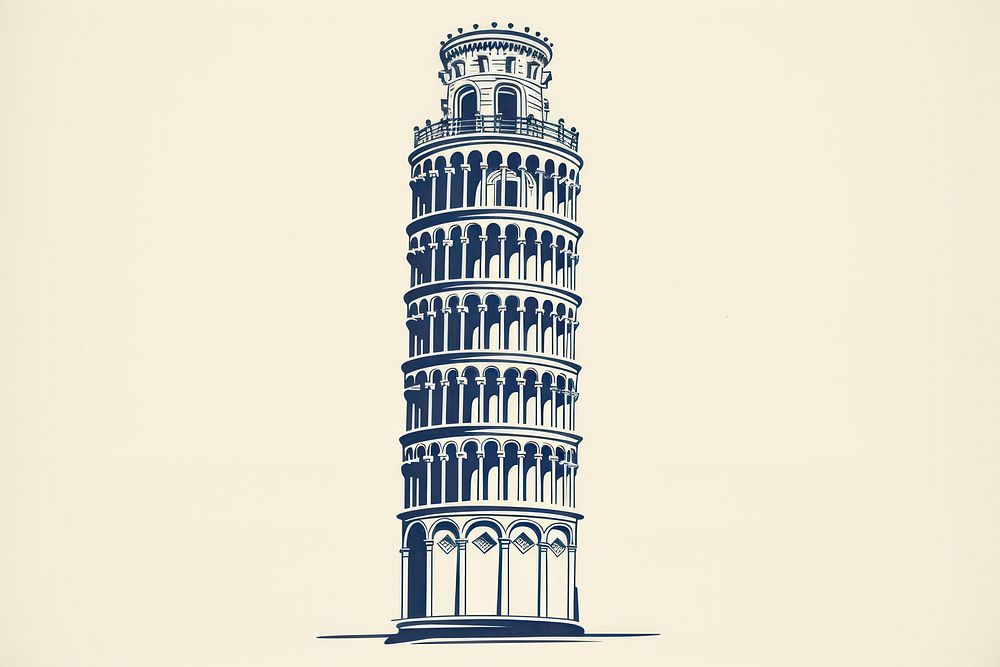 Minimal pisa tower architecture building city. AI generated Image by rawpixel.