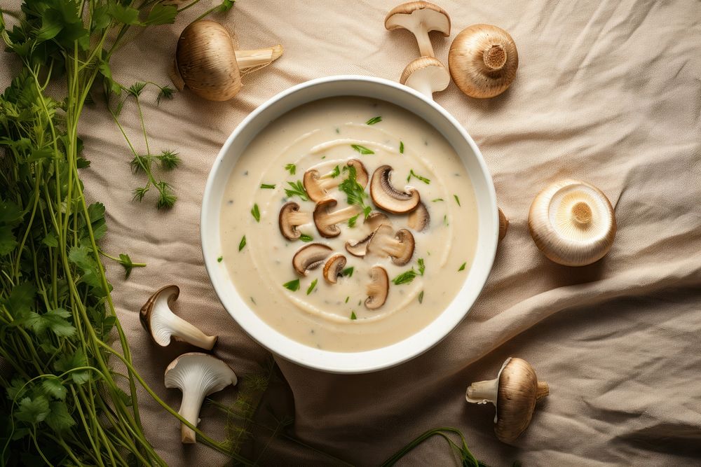 Mushroom soup plant food meal. AI generated Image by rawpixel.