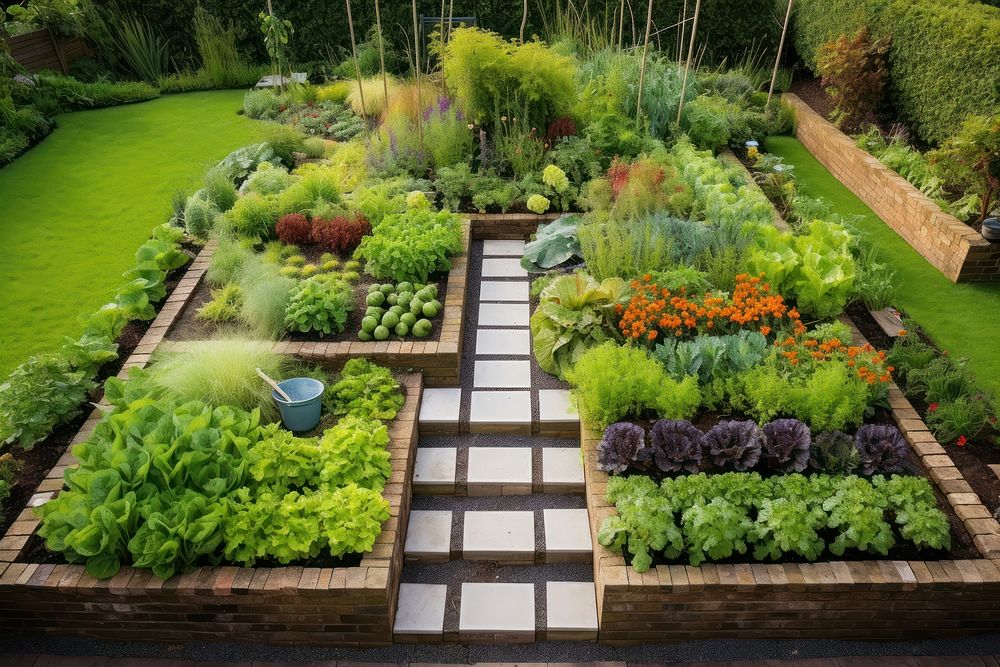 Vegetable garden gardening outdoors backyard. AI generated Image by rawpixel.