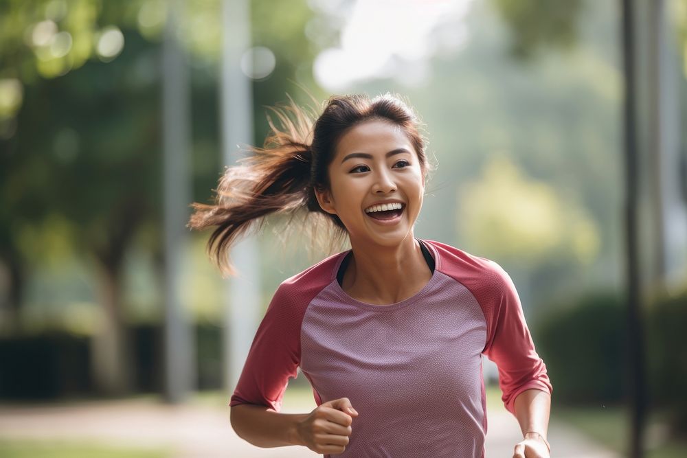 Exercise running laughing jogging. AI | Free Photo - rawpixel