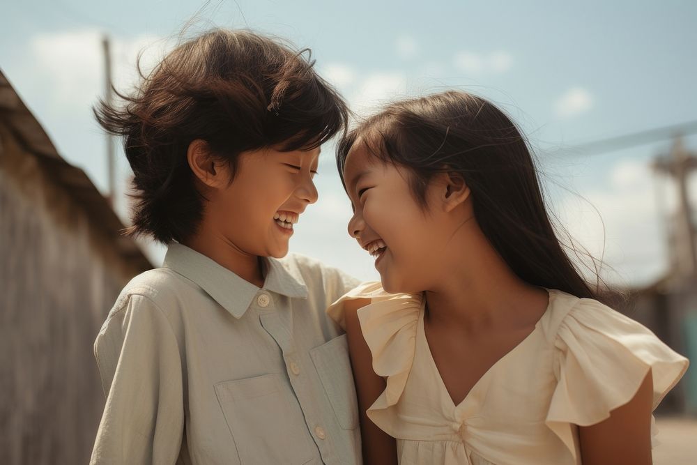 Siblings laughing love togetherness. AI generated Image by rawpixel.