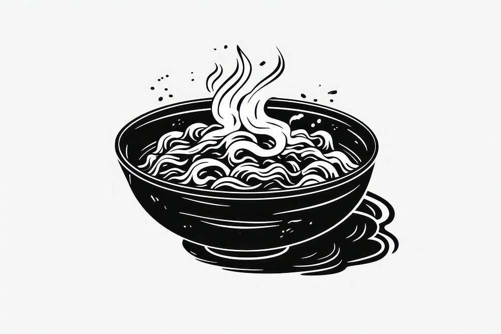 Simple black and white ramen bowl astronomy beverage. AI generated Image by rawpixel.