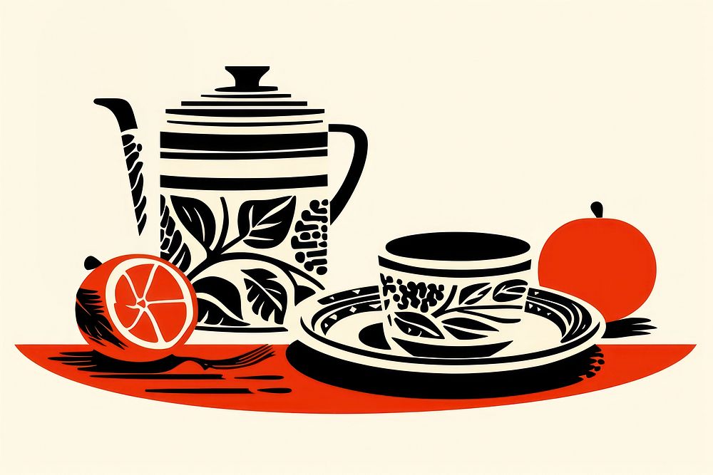 Simple dinner set teapot saucer drink. AI generated Image by rawpixel.
