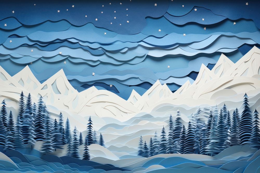 Snow lanscape landscape painting nature. AI generated Image by rawpixel.