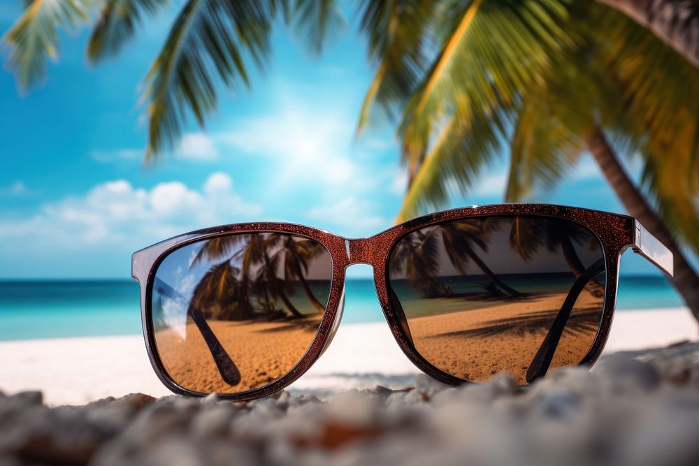 Sunglasses outdoors nature beach. AI generated Image by rawpixel.