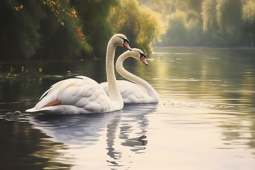 Swans outdoors animal nature. AI generated Image by rawpixel.