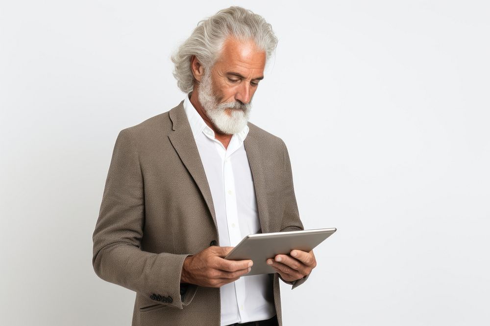 Using a digital tablet computer portrait reading. AI generated Image by rawpixel.