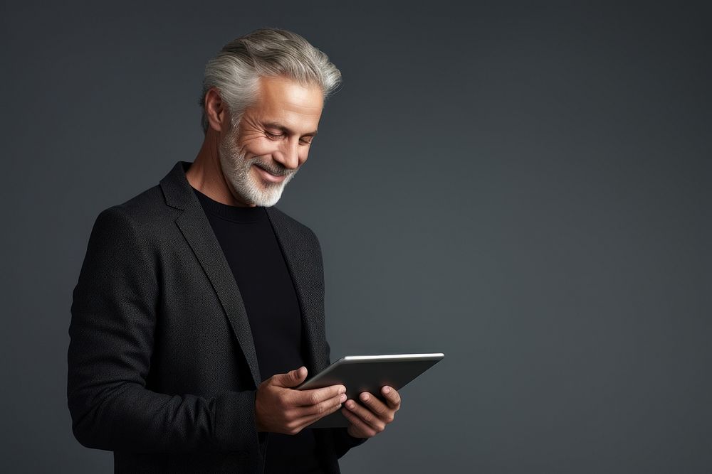 Using a digital tablet computer portrait adult. AI generated Image by rawpixel.