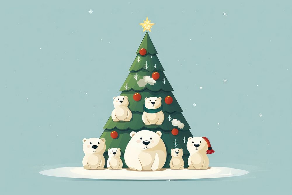 Christmas tree snowman cartoon winter. AI generated Image by rawpixel.