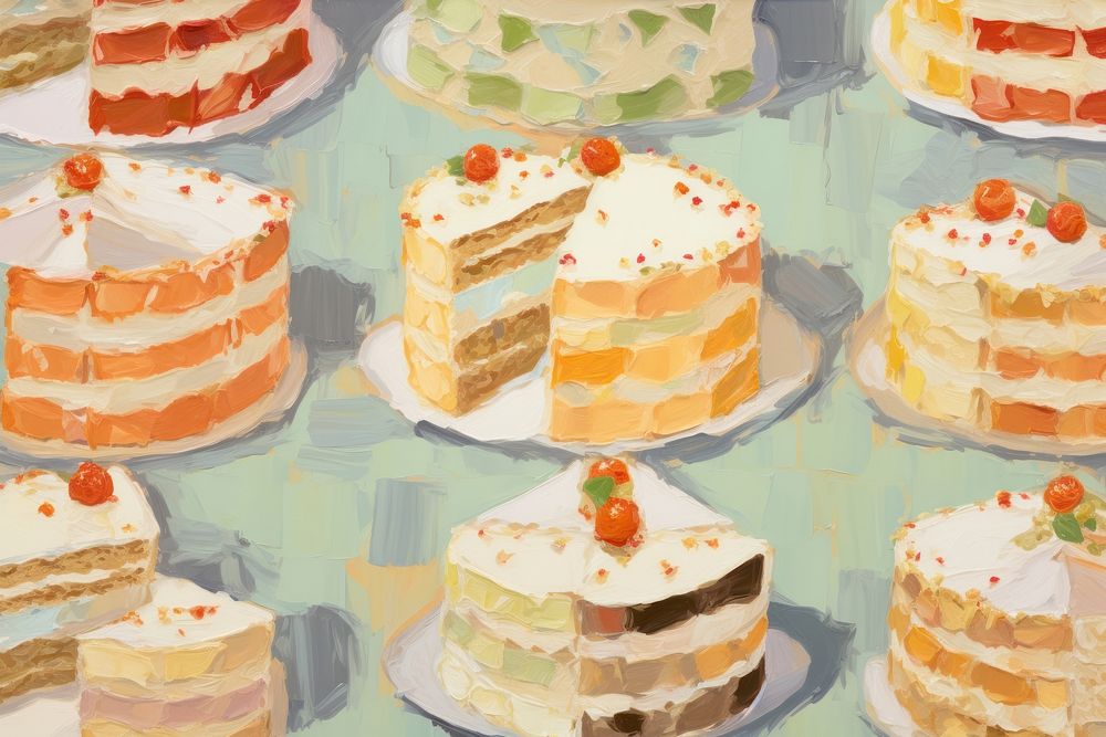 Cake pattern backgrounds painting dessert. AI generated Image by rawpixel.
