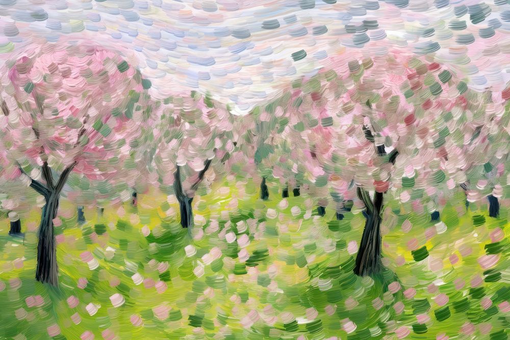 Cherry pattern painting land backgrounds. AI generated Image by rawpixel.