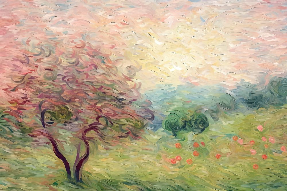 Cherry pattern painting backgrounds landscape. AI generated Image by rawpixel.