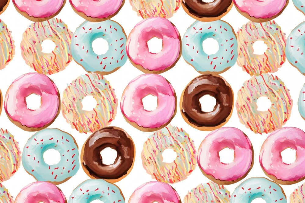 Donut pattern backgrounds dessert food. AI generated Image by rawpixel.