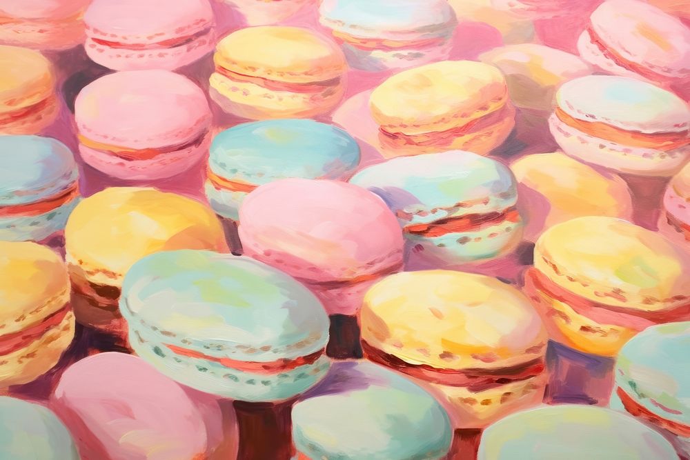 Macaron pattern backgrounds painting macarons. AI generated Image by rawpixel.