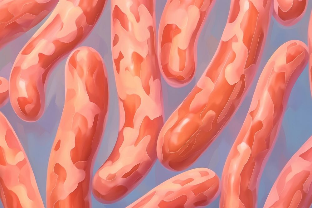 Sausage pattern backgrounds bratwurst bacterium. AI generated Image by rawpixel.