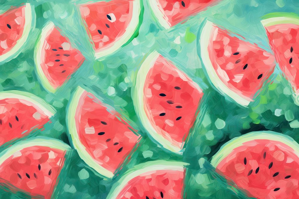 Watermelon pattern backgrounds painting fruit. AI generated Image by rawpixel.