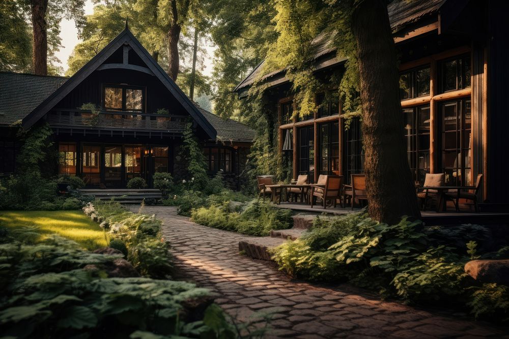 Cottage house architecture building plant. AI generated Image by rawpixel.