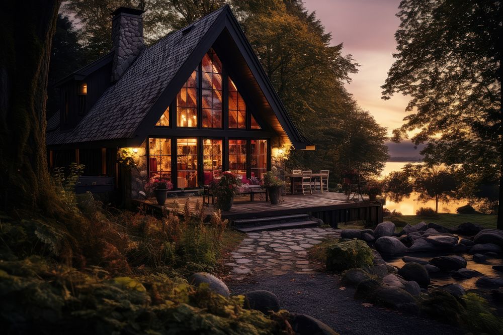 Cottage house architecture building outdoors. AI generated Image by rawpixel.