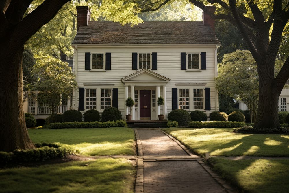 Colonial style house architecture outdoors building. AI generated Image by rawpixel.