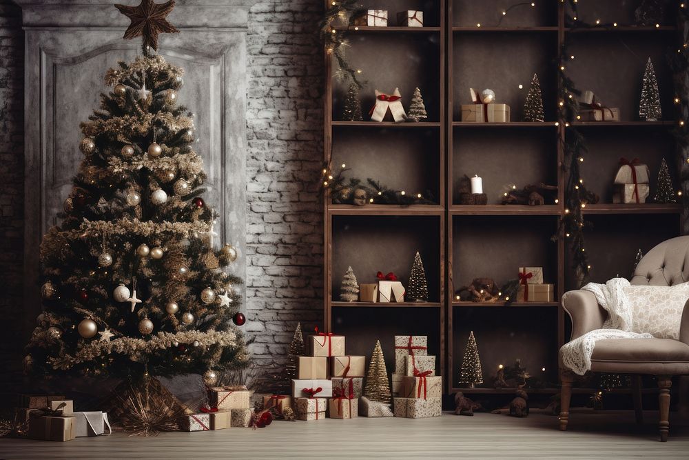 Chirstmas christmas decoration furniture. AI generated Image by rawpixel.