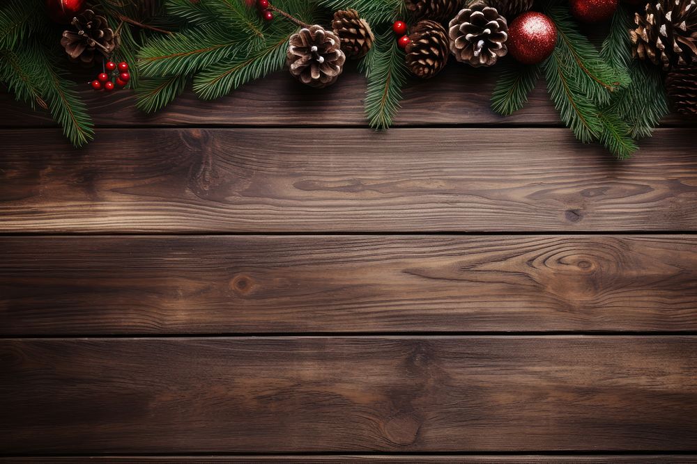 Christmas frame background wood backgrounds plant. AI generated Image by rawpixel.