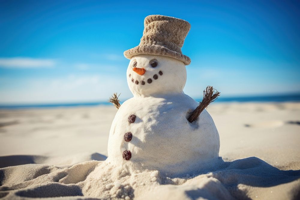 Christmas tree snowman outdoors winter. AI generated Image by rawpixel.