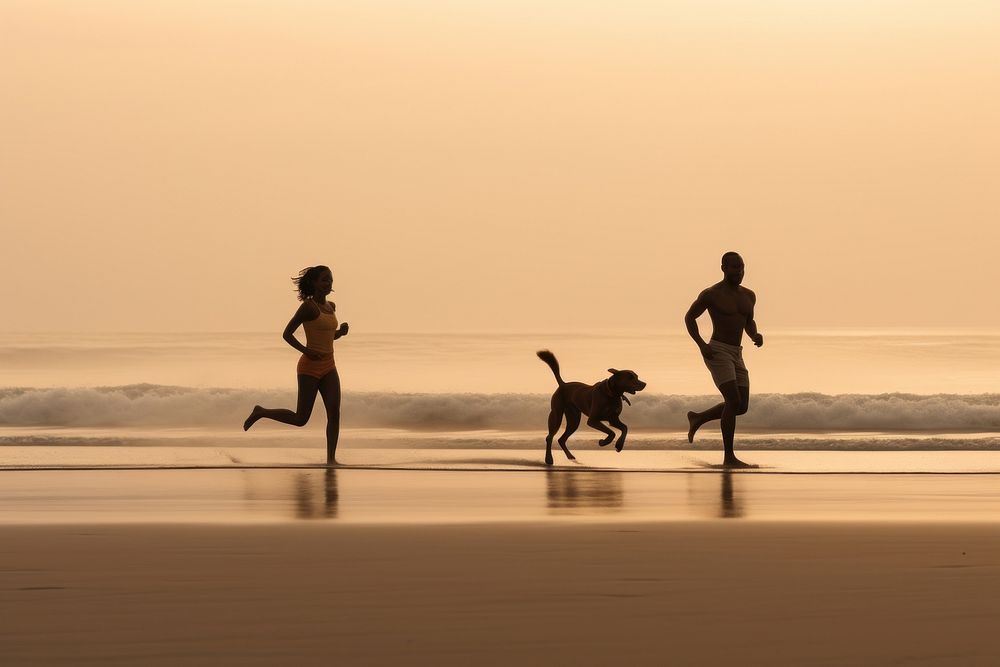 Running beach dog outdoors. AI generated Image by rawpixel.