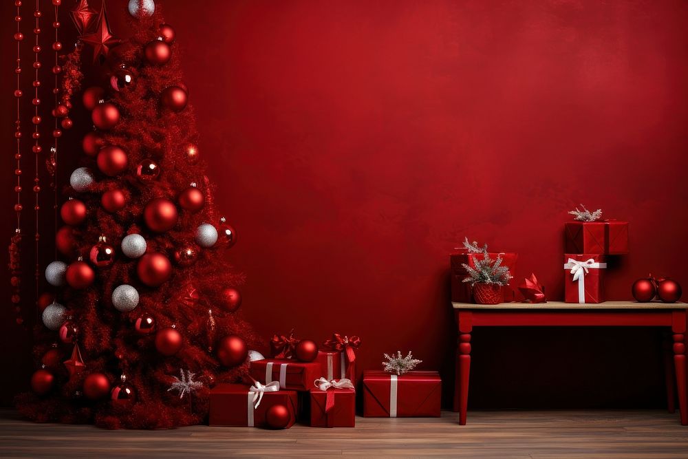 Red background christmas decoration christmas decorations. AI generated Image by rawpixel.