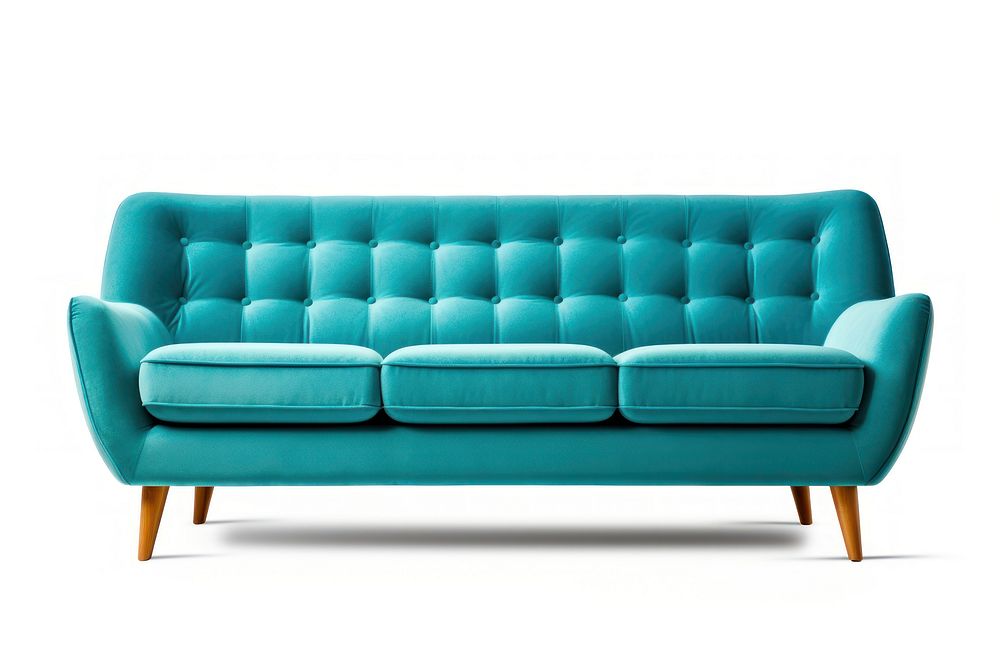 Retro sofa furniture cushion white background. AI generated Image by rawpixel.