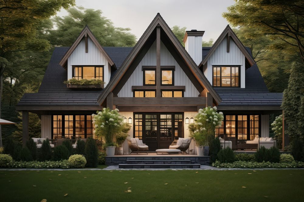 American style house architecture building outdoors. AI generated Image by rawpixel.