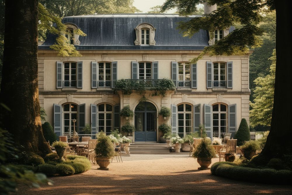 French provincial house architecture building outdoors. AI generated Image by rawpixel.
