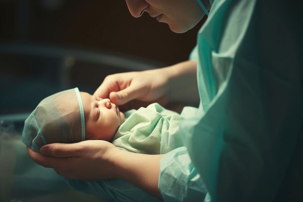 Newborn baby childbirth hospital. AI generated Image by rawpixel.
