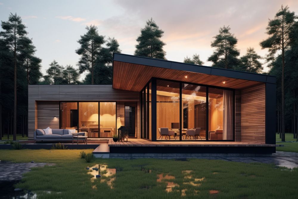 Small contemporary house architecture building outdoors. AI generated Image by rawpixel.