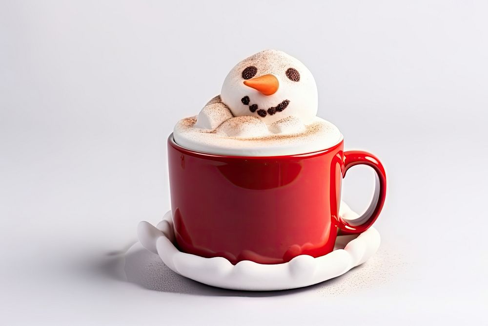 Hot chocolate drink mug snowman. AI generated Image by rawpixel.