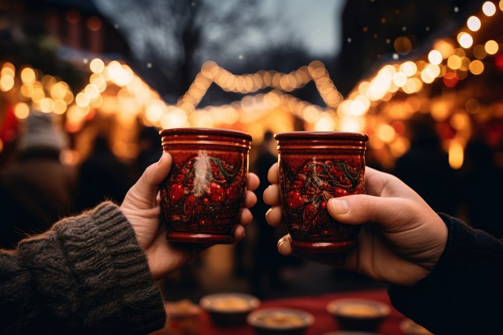 Mulled wine cup christmas holding. AI generated Image by rawpixel.