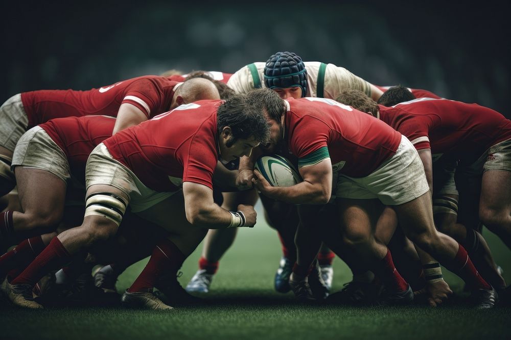 Rugby teams minimal play rugby football sports. AI generated Image by rawpixel.