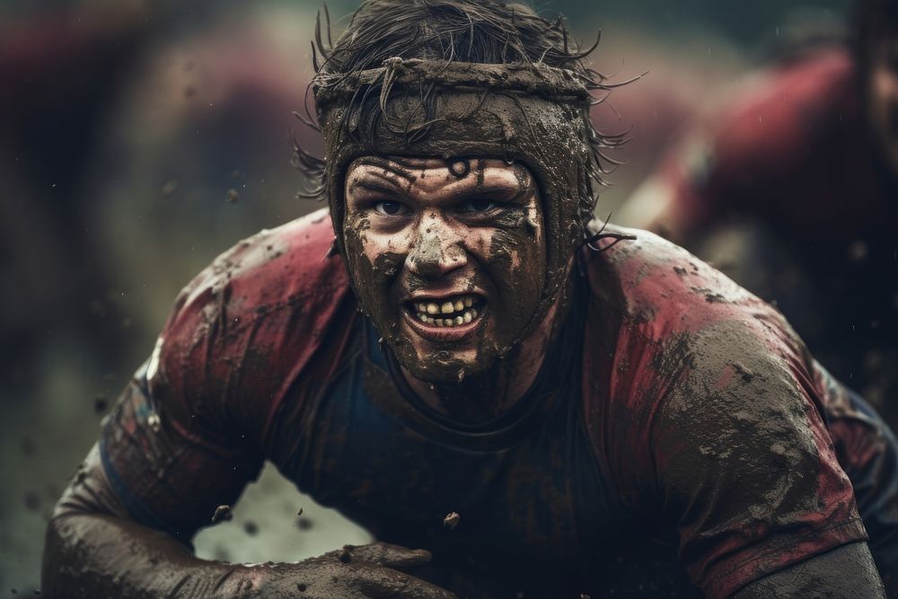 Rugby teams minimal play adult determination competition. AI generated Image by rawpixel.
