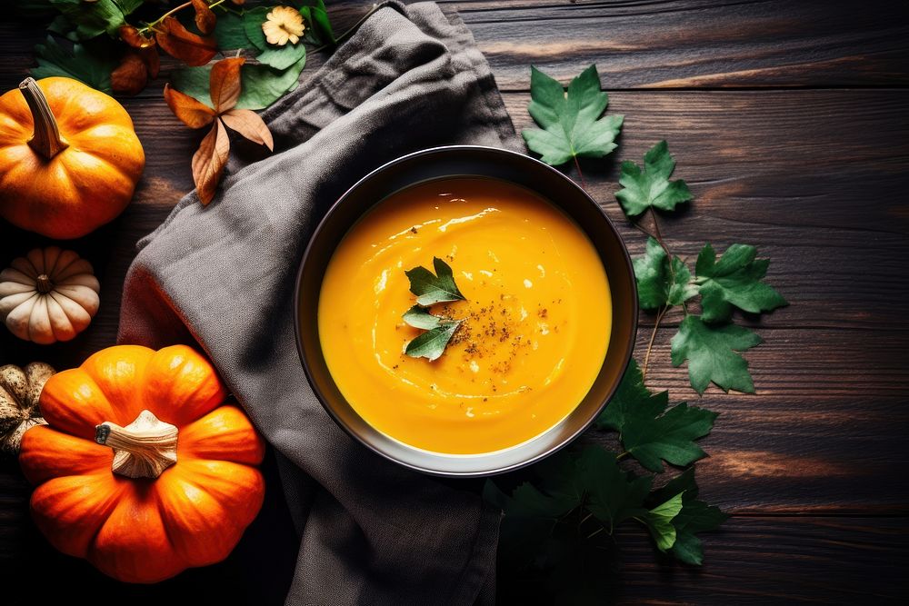 Pumpkin soup vegetable plant food. AI generated Image by rawpixel.