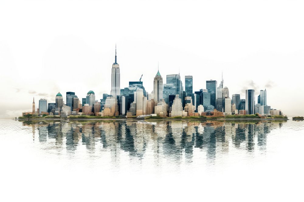 New york architecture waterfront metropolis. AI generated Image by rawpixel.