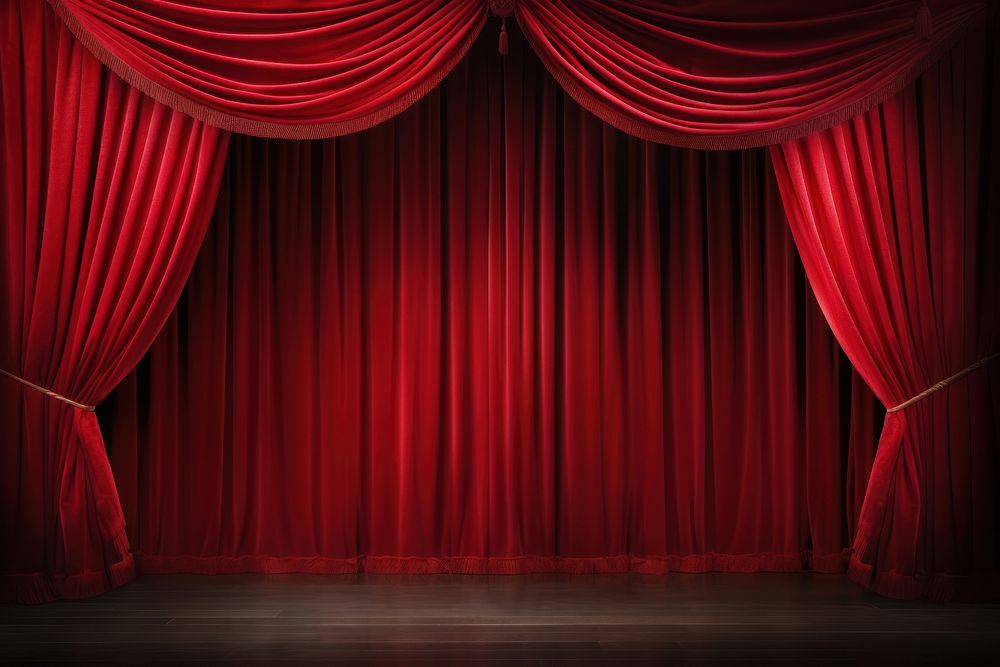 Red theater curtain backgrounds stage red. 