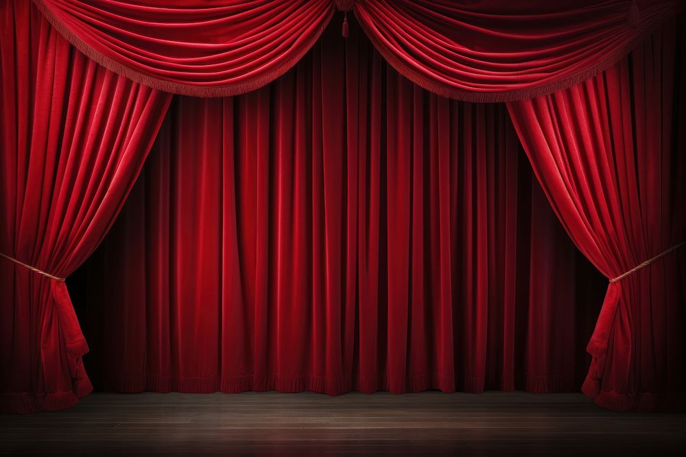 Red theater curtain backgrounds stage red. 