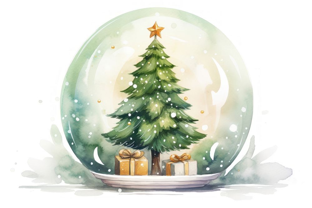 Snow globe tree christmas cartoon. AI generated Image by rawpixel.