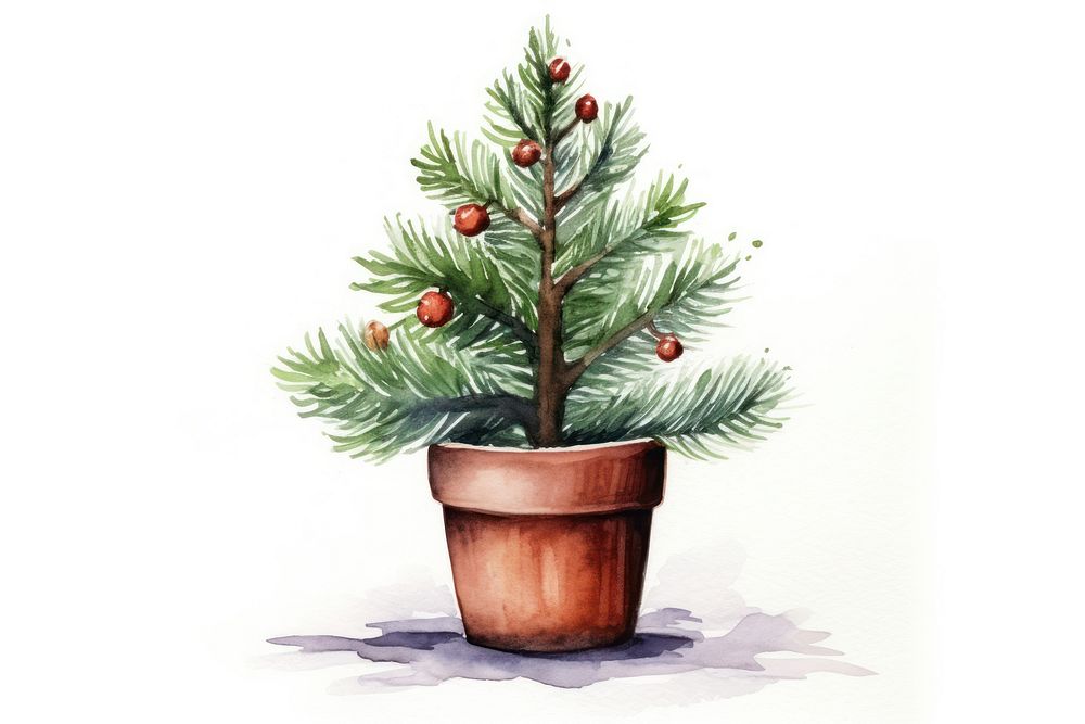 Christmas tree plant fir white background. AI generated Image by rawpixel.