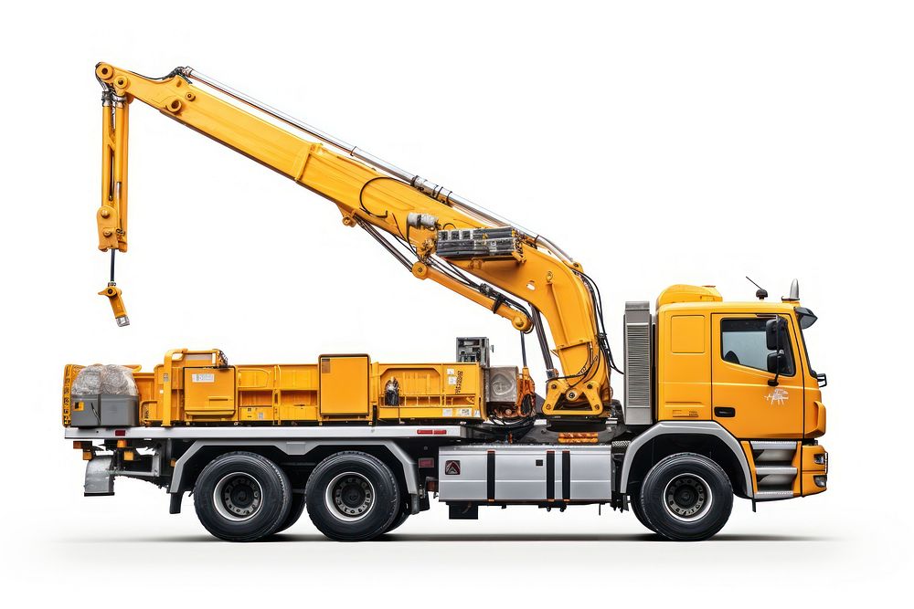 Truck mounted crane  vehicle white background. AI generated Image by rawpixel.