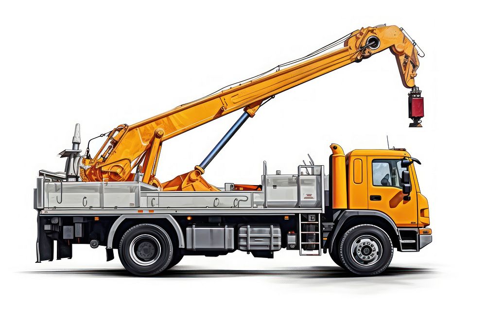 Truck mounted cranes vehicle white background transportation. AI generated Image by rawpixel.