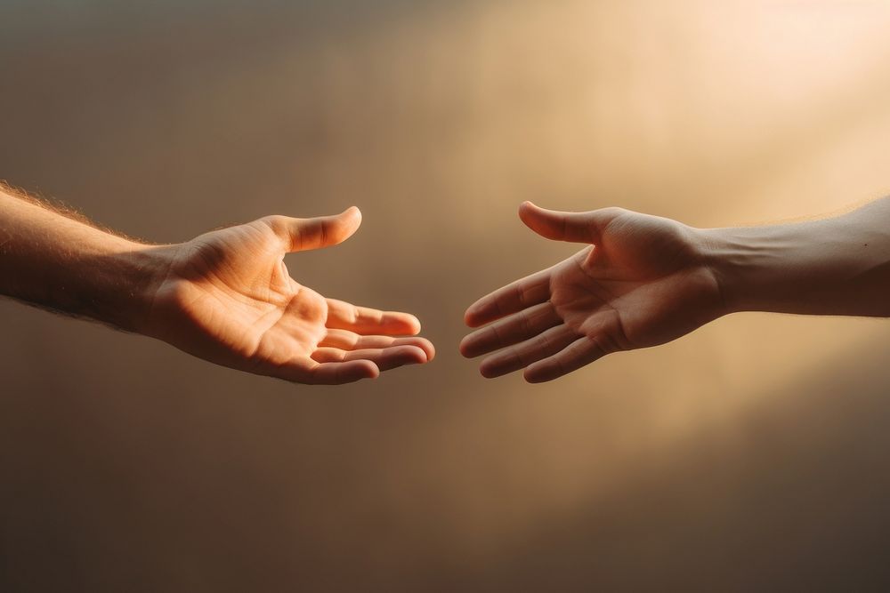 Hands reaching finger togetherness handshake. AI generated Image by rawpixel.